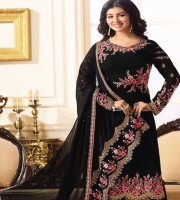 Ayesha Takia New Design Georgette Embroidery Churidar Salwar Suit Black (DBAN01)