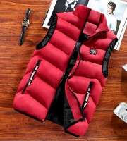 Fashion Mens Jacket Sleeveless Vest Spring Thermal Soft Casual Coats RED (WC01)