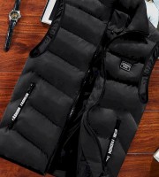 Fashion Mens Jacket Sleeveless Vest Spring Thermal Soft Casual Coats BLACK (WC02)