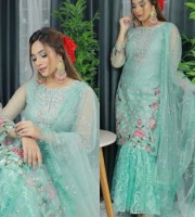 indian rishika soft silk Net embroidery gharara (NL11)