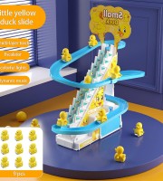 9 Pcs Ducks Track Slide Climbing Stairs Toy Railcar with Light Music Amusement for Children