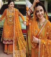 Yellow Georgette Embroidered Pakistani Suit (RG34)