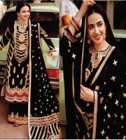 Black Georgette Embroidered Pakistani Suit (RG36)