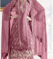 Embroidered Indian  Chiffon Georgette Suit Collection Unstitched 4 Piece (HRB04)