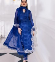 Blue  Indian  Chiffon Georgette Suit Collection Unstitched 4 Piece (HRB05)
