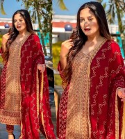 Weightless Red Georgette Heavy Embroidered Salwar Kameez (HP34)