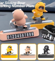 Magnetic Number Plate Skateboard Bear Sliding Car Cartoon Interior Decoration Accessories