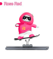 Rose Red -silicone Cartoon Sliding Skater With Parking Number Plate, aluminum alloy Car Dashboard Ornament, Office - Bedroom Decoration, Gift.