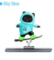 Ice blue -silicone Cartoon Sliding Skater With Parking Number Plate, aluminum alloy Car Dashboard Ornament, Office - Bedroom Decoration, Gift.